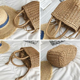 Rattan Straw Woven Bag Shoulder Tote Large Handbag Purse