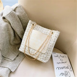 Women Chain Bucket Bag Outdoor Letter Tote Bag