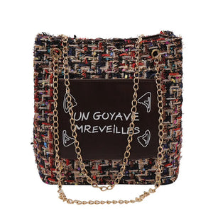 Women Chain Bucket Bag Outdoor Letter Tote Bag