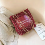 Women Chain Bucket Bag Outdoor Letter Tote Bag