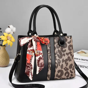 Color-block Scarf One Shoulder Messenger Handbag
