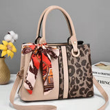Color-block Scarf One Shoulder Messenger Handbag