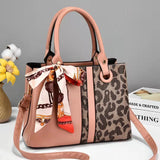 Color-block Scarf One Shoulder Messenger Handbag