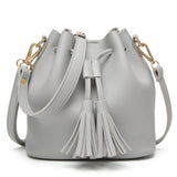 Tassel Drawstring Bucket Bag One Shoulder Messenger Ladies Handbag