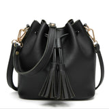 Tassel Drawstring Bucket Bag One Shoulder Messenger Ladies Handbag