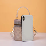 Barrel Shape Crossbody Bag Mini Shoulder Bag PVC Purple Red Silver Tote Handbag