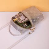 Barrel Shape Crossbody Bag Mini Shoulder Bag PVC Purple Red Silver Tote Handbag