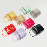 Barrel Shape Crossbody Bag Mini Shoulder Bag PVC Purple Red Silver Tote Handbag