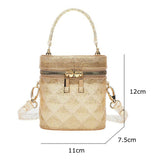 Barrel Shape Crossbody Bag Mini Shoulder Bag PVC Purple Red Silver Tote Handbag
