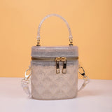 Barrel Shape Crossbody Bag Mini Shoulder Bag PVC Purple Red Silver Tote Handbag