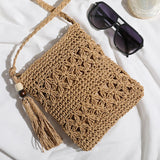 Summer Tassel Rattan Crossbody Bag
