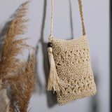 Summer Tassel Rattan Crossbody Bag