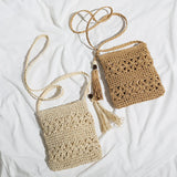 Summer Tassel Rattan Crossbody Bag