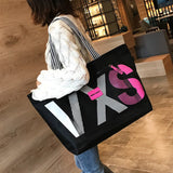 Striped Beach Tote Bag Large Capacity Women Canvas Handbag