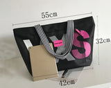 Striped Beach Tote Bag Large Capacity Women Canvas Handbag