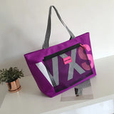 Striped Beach Tote Bag Large Capacity Women Canvas Handbag