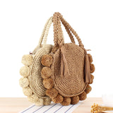 Summer Women Round Ball Bag Rattan Woven Shoulder Messenger Straw Bag