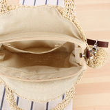 Summer Women Round Ball Bag Rattan Woven Shoulder Messenger Straw Bag
