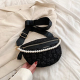 Women's Beaded Fanny Pack Soft Fabric Waist Bag Female Waist Pack