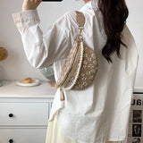 Women's Beaded Fanny Pack Soft Fabric Waist Bag Female Waist Pack