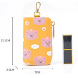 Bear print Women Key Holder Wallet Chain Zipper PU Leather Cover Organizer Case