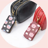Bear print Women Key Holder Wallet Chain Zipper PU Leather Cover Organizer Case