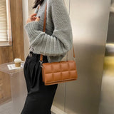 Checkered Flap Women Pu Leather Crossbody Bags