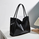 Solid Women's Leather Shoulder Tote Bag - High Capacity