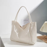 Solid Women's Leather Shoulder Tote Bag - High Capacity