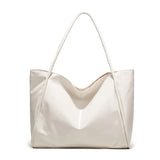 Solid Women's Leather Shoulder Tote Bag - High Capacity
