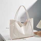 Solid Women's Leather Shoulder Tote Bag - High Capacity
