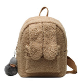 Big Ears Women's Lady Backpack Short Plush Furry Children Packsack