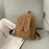 Big Ears Women's Lady Backpack Short Plush Furry Children Packsack