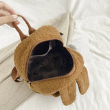 Big Ears Women's Lady Backpack Short Plush Furry Children Packsack