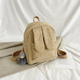 Big Ears Women's Lady Backpack Short Plush Furry Children Packsack