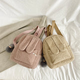 Big Ears Women's Lady Backpack Short Plush Furry Children Packsack