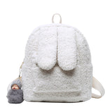 Big Ears Women's Lady Backpack Short Plush Furry Children Packsack