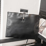 Waterproof Leather Briefcase for Men Business File Bag