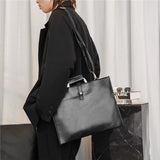 Waterproof Leather Briefcase for Men Business File Bag