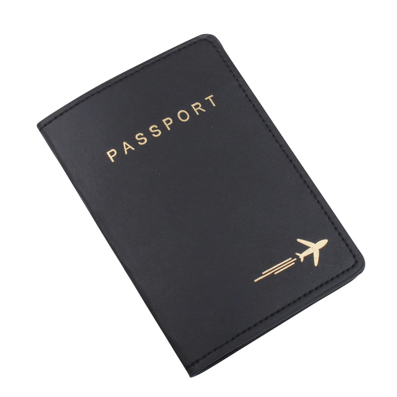Passport Cover PU Leather Airplane Travel Protector Wallet
