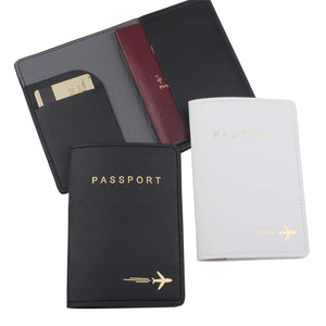 Passport Cover PU Leather Airplane Travel Protector Wallet