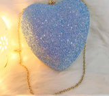 Heart Shaped Bling Messenger Bag with Chain