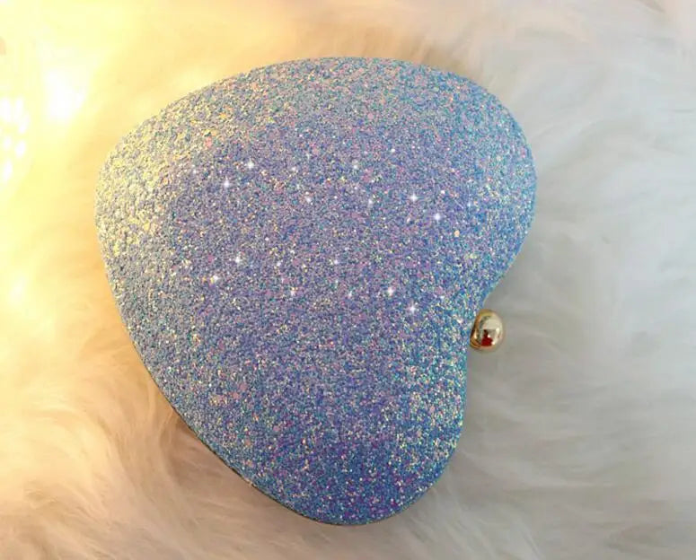 Heart Shaped Bling Messenger Bag with Chain
