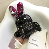Sequins Backpack Big Rabbit Ears Double Shoulder Bag Women Mini Backpack
