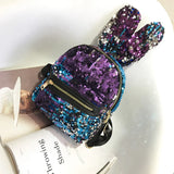 Sequins Backpack Big Rabbit Ears Double Shoulder Bag Women Mini Backpack
