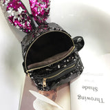 Sequins Backpack Big Rabbit Ears Double Shoulder Bag Women Mini Backpack