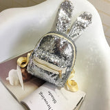 Sequins Backpack Big Rabbit Ears Double Shoulder Bag Women Mini Backpack