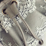 Bohemia Style Lady Lace Drawstring Bucket Bag Chain Shoulder Crossbody Bag