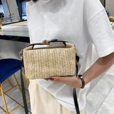 Bohemian Style Straw Woven Shoulder Bag for Women