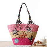 Boho Starfish Straw Shoulder Bag